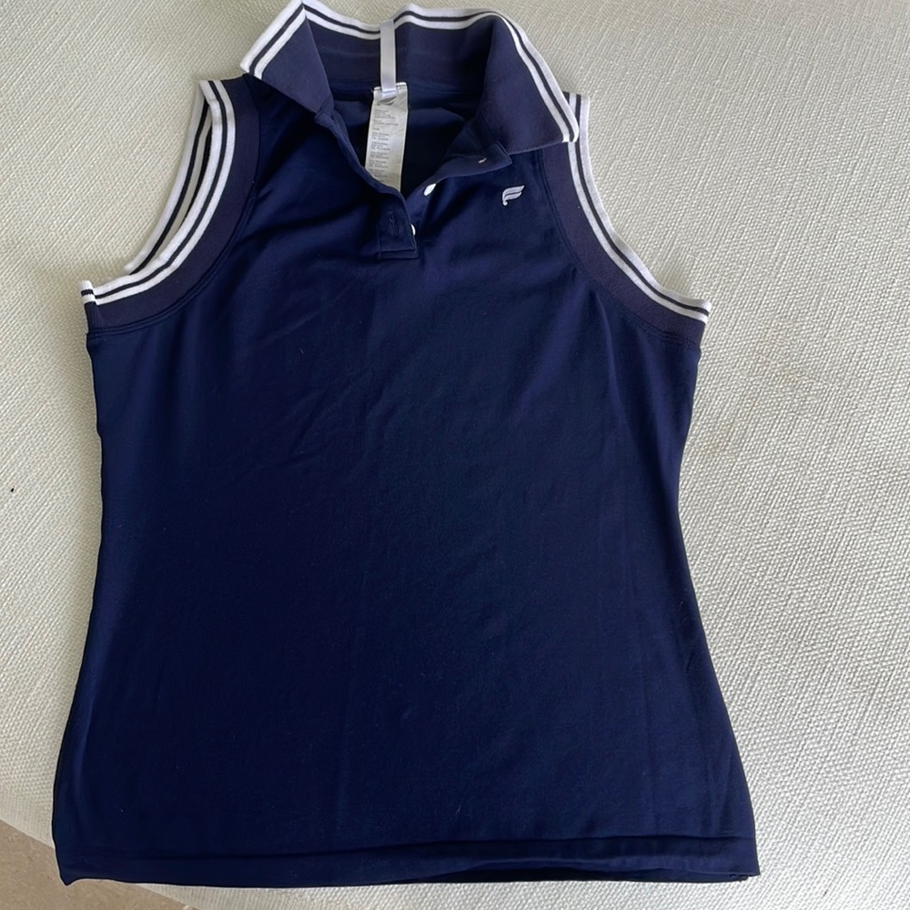 Fabletics Seamless Polo Tank in Collegiate Navy